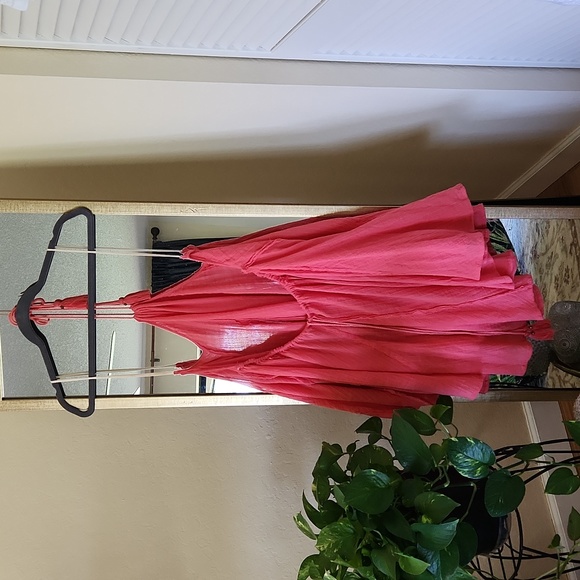 Free People Catching Rays tunic mini dress NWOT 100% cotton coral boho beachy - Picture 5 of 5